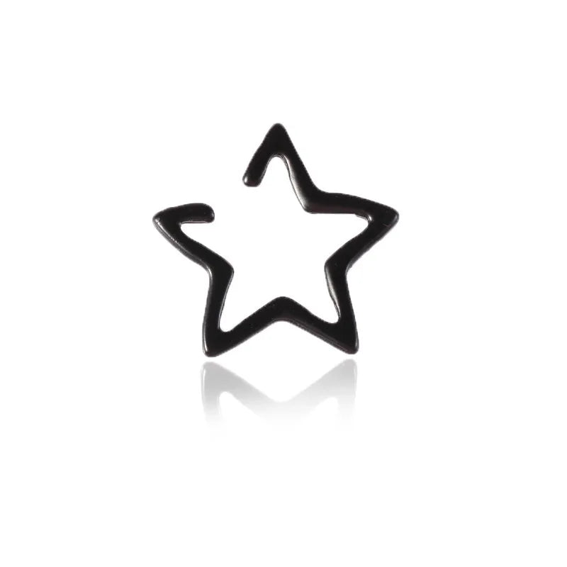 2Pcs 2024 New Fashion Hollow Star Fake Piercing Ear Cuff Non-Piercing Ear Clip Earrings For Women Man Earrings Jewelry Gift