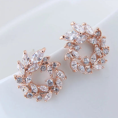 Drop Shipping Fashion 925 Stamp Round CZ Zircon Rhinestone Stud Earrings Jewelry Pendientes Silver Color Jewelry