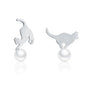 WOSTU Real 100% 925 Sterling Silver Lovely Cat Pet Stud Earrings For Women S925 Silver Earring Fashion Jewelry Gift FIE073