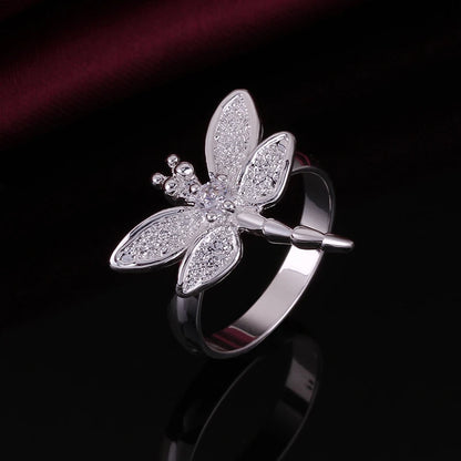 DOTEFFIL 925 Sterling Silver Dragonfly Ring For Women Wedding Engagement Party Fashion Charm Jewelry