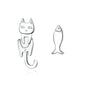 WOSTU Real 100% 925 Sterling Silver Lovely Cat Pet Stud Earrings For Women S925 Silver Earring Fashion Jewelry Gift FIE073