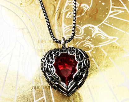Pendant Necklace Red Winged Heart Brand Link Chain Fashion Jewelry Europe Style 925 Stering Silver Gift For Women