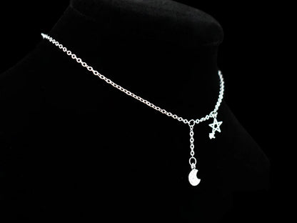New Fashion 925 Sterling Silver Star&Moon Zircon Pendant Anklet Bracelet Constellation Symbol Foot Chain Women&Girl Jewelry Gift
