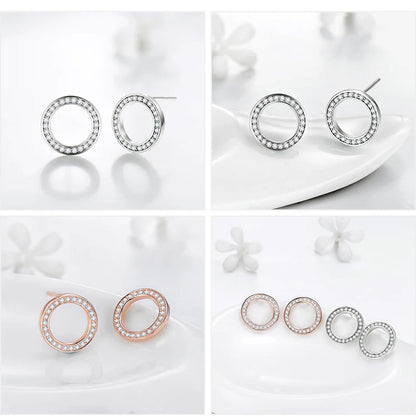 2021 High Quality Fashion 925 Sterling Silver Earrings Luxury Crystal Zircon Stud Earrings For Women Bridal wedding Jewelry