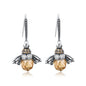 Bamoer Hot Sale 925 Sterling Silver Yellow Bee Drop Earrings for Women Lovely Insect Earrings Fine Jewelry Gift SCE149