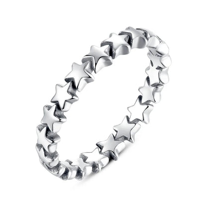 WOSTU 100% Authentic 925 Sterling Silver 6 Style Stackable Party Stars Rings For Women Original Silver Brand Jewelry Gift 7151