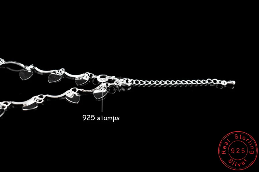 New Arrival Bohemia 925 Sterling Silver Heart Pandent Anklets Bracelets Beach Anklet On Leg Chain For Women&Girl Jewelry Gift