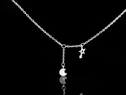 New Fashion 925 Sterling Silver Star&Moon Zircon Pendant Anklet Bracelet Constellation Symbol Foot Chain Women&Girl Jewelry Gift