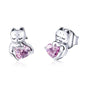 WOSTU Real 100% 925 Sterling Silver Lovely Cat Pet Stud Earrings For Women S925 Silver Earring Fashion Jewelry Gift FIE073