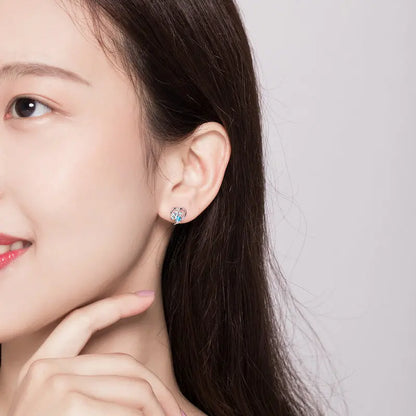 Hot Selling 100% 925 Sterling Silver Cute Dazzling Mouse Animal Stud Earrings For Women Girl Authentic Original Jewelry Gift