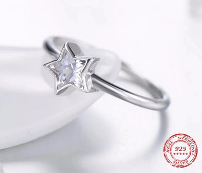 Modian 2021 NEW Cubic Zirconia  Jewelry Authentic 925 Sterling Silver Star Ring Fashion Simple Rings For Women Elegant Gift