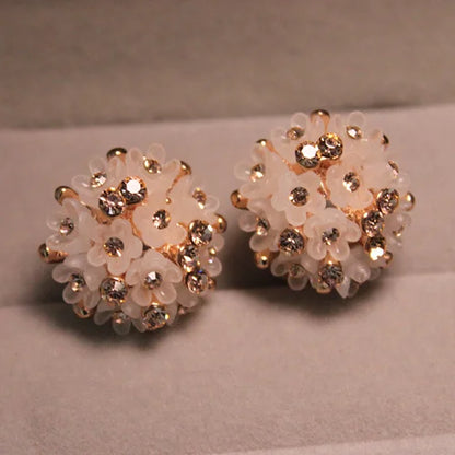 2021 New Fashion Wedding Jewelry For Women Gold Color Austrian Crystal Enamel Flower Stud Earrings Fashion Female Earrings Gifts