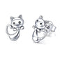 WOSTU Real 100% 925 Sterling Silver Lovely Cat Pet Stud Earrings For Women S925 Silver Earring Fashion Jewelry Gift FIE073
