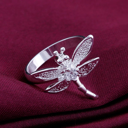 DOTEFFIL 925 Sterling Silver Dragonfly Ring For Women Wedding Engagement Party Fashion Charm Jewelry