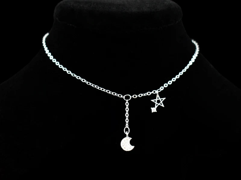 New Fashion 925 Sterling Silver Star&Moon Zircon Pendant Anklet Bracelet Constellation Symbol Foot Chain Women&Girl Jewelry Gift