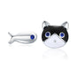 WOSTU Real 100% 925 Sterling Silver Lovely Cat Pet Stud Earrings For Women S925 Silver Earring Fashion Jewelry Gift FIE073