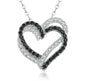 Black Awn Silver Color Necklace Women Jewelry Heart Black&White Stone Pendants P107