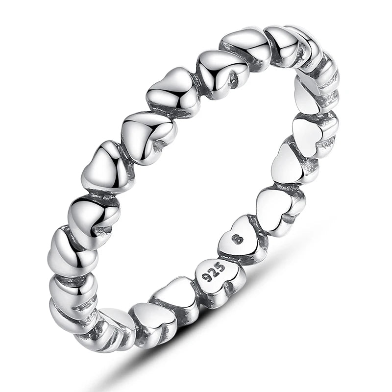 WOSTU 100% Authentic 925 Sterling Silver 6 Style Stackable Party Stars Rings For Women Original Silver Brand Jewelry Gift 7151