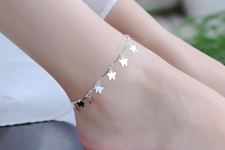 New Arrival Bohemia 925 Sterling Silver Heart Pandent Anklets Bracelets Beach Anklet On Leg Chain For Women&Girl Jewelry Gift