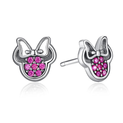 WOSTU Flower Heart Stud Earrings 100% 925 Sterling Silver Pearl Small Earrings For Women Wedding Engagement Jewelry Gifts