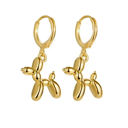Popular Balloon Dog Pendant Dangle Earrings For Women Metal Style Cute Canimal Hoop Earring Fashion Jewelry Wedding Party Gifts