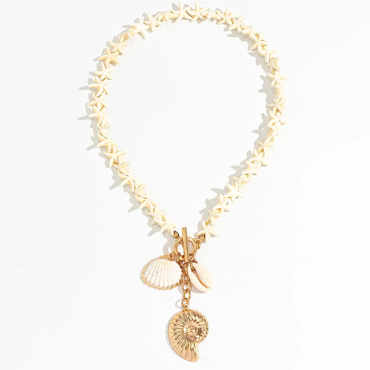 Lacteo Bohemia White Color Star Chain Necklace Summer Ocean Beach OT Buckle Snail Pendant Adjustable Metal Necklace Jewelry Gift