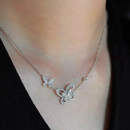 French Gorgeous Bow Phantom Women's Jewelry Necklace, High-Quality Moissanite Sparkling Charm Valentine's Day Engagement Gift