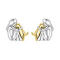 Cute Two Tone Gold Silver Color Women and Dog Stud Earrings Dog Mom Small Hoop Earrings Animal Pet Jewelry