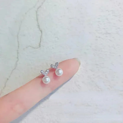 New 2024 Korean Fashion Heart Pearl Dangle Earrings for Women Luxury Wedding Jewelry Accessories for Women Gift Pendientes Mujer