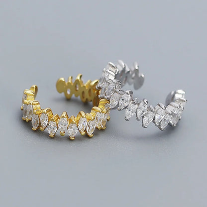 Serenity Real Marquise Cut Moissanite Earrings for Women Men S925 Sterling Silver Plated 18K Ear Clip No hole to wear Earrings