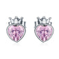 WOSTU Flower Heart Stud Earrings 100% 925 Sterling Silver Pearl Small Earrings For Women Wedding Engagement Jewelry Gifts