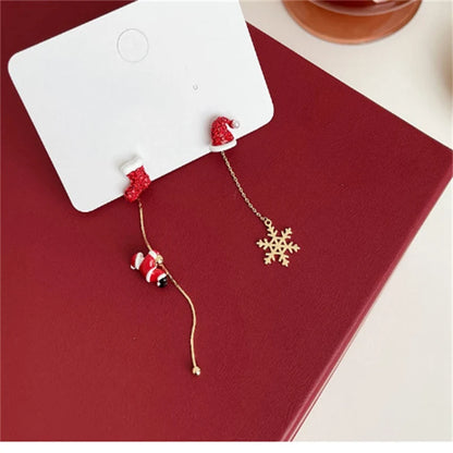 New Zircon Christmas Tree Earrings for Women Shiny Rhinestone Star Pearl Stud Earring New Year Xmas Festival Ear Jewelry