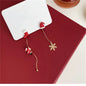New Zircon Christmas Tree Earrings for Women Shiny Rhinestone Star Pearl Stud Earring New Year Xmas Festival Ear Jewelry