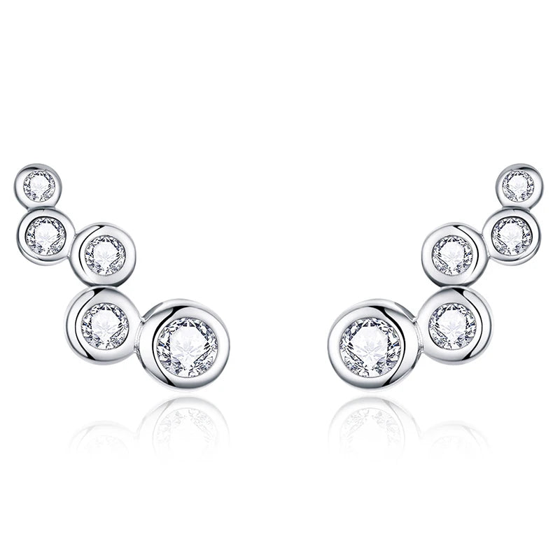 WOSTU Flower Heart Stud Earrings 100% 925 Sterling Silver Pearl Small Earrings For Women Wedding Engagement Jewelry Gifts