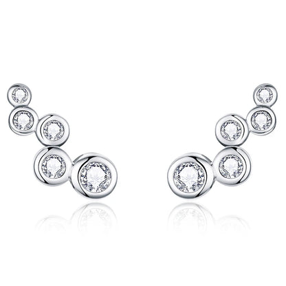 WOSTU Flower Heart Stud Earrings 100% 925 Sterling Silver Pearl Small Earrings For Women Wedding Engagement Jewelry Gifts