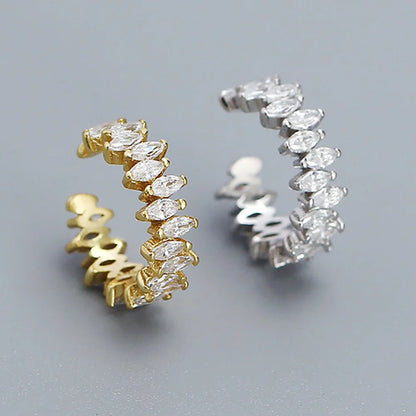Serenity Real Marquise Cut Moissanite Earrings for Women Men S925 Sterling Silver Plated 18K Ear Clip No hole to wear Earrings