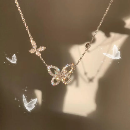 French Gorgeous Bow Phantom Women's Jewelry Necklace, High-Quality Moissanite Sparkling Charm Valentine's Day Engagement Gift