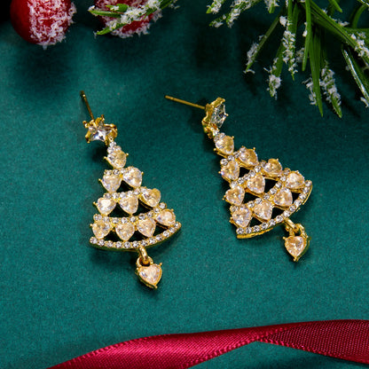 New Zircon Christmas Tree Earrings for Women Shiny Rhinestone Star Pearl Stud Earring New Year Xmas Festival Ear Jewelry