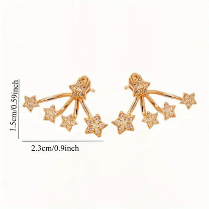 1 Pair of White Star-Shaped Stud Earring for Women Simple Fashion 3A Zirconia Earrings Daily Life Jewelry Gifts