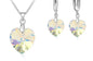 Love Heart Shape Women 925 Sterling Silver Bridal Jewelry Set For Wedding Fashion Crystal Pendants Necklaces Earring Set