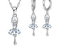 Solid S925 Sterling Silver Jewelry Gift Sets Cute Ballet Dancer Design Necklace Hoop Loop Earrings for Women Party