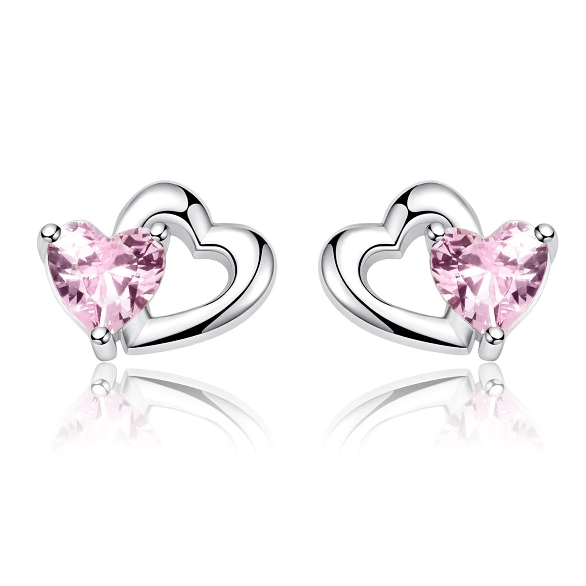 WOSTU Flower Heart Stud Earrings 100% 925 Sterling Silver Pearl Small Earrings For Women Wedding Engagement Jewelry Gifts