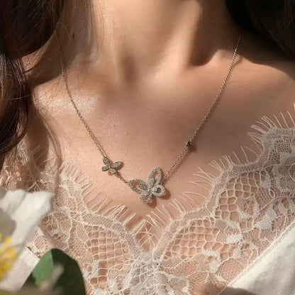 French Gorgeous Bow Phantom Women's Jewelry Necklace, High-Quality Moissanite Sparkling Charm Valentine's Day Engagement Gift