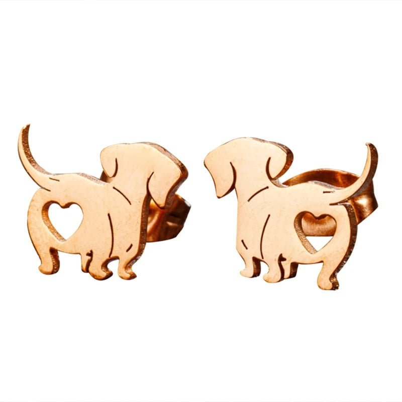 2023 New Dachshund Earring Unique Animal Fashion Ear Jewelry Pet Dog Ear Studs Dachshund Ear Pins Alloy Material for Daily