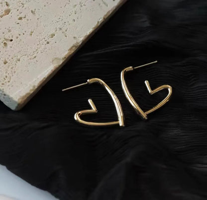 Genuine 925 Sterling Silver Earrings For Women Girls French Heart Ear Studs Piercing Jewelry pendientes mujer