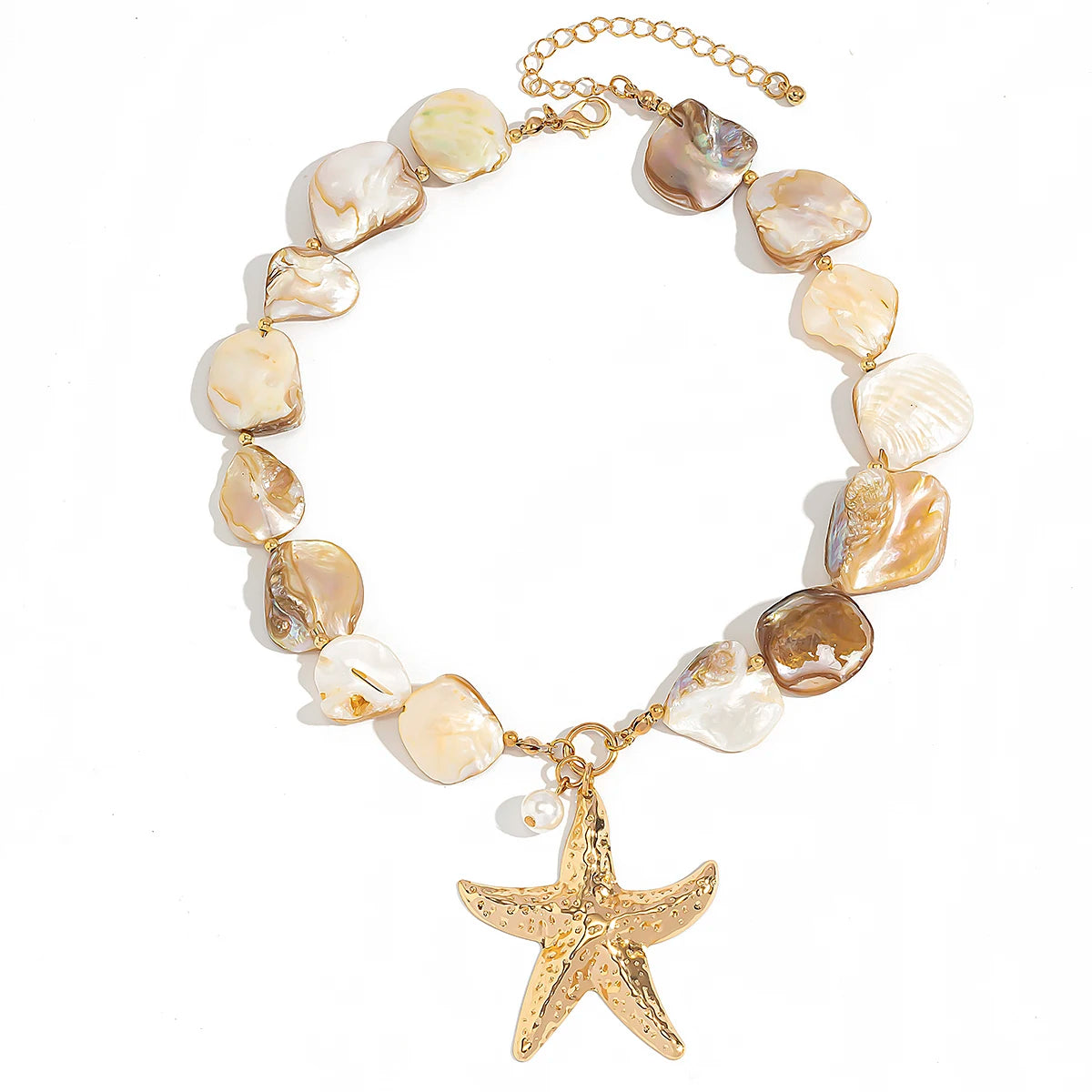 Lacteo Bohemia White Color Star Chain Necklace Summer Ocean Beach OT Buckle Snail Pendant Adjustable Metal Necklace Jewelry Gift