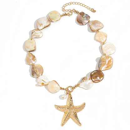 Lacteo Bohemia White Color Star Chain Necklace Summer Ocean Beach OT Buckle Snail Pendant Adjustable Metal Necklace Jewelry Gift