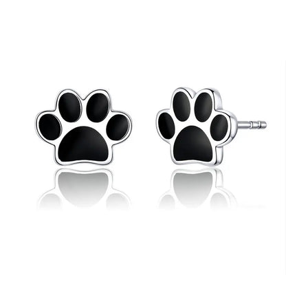 WOSTU Real 100% 925 Sterling Silver Lovely Cat Pet Stud Earrings For Women S925 Silver Earring Fashion Jewelry Gift FIE073