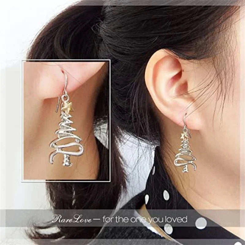 New Zircon Christmas Tree Earrings for Women Shiny Rhinestone Star Pearl Stud Earring New Year Xmas Festival Ear Jewelry