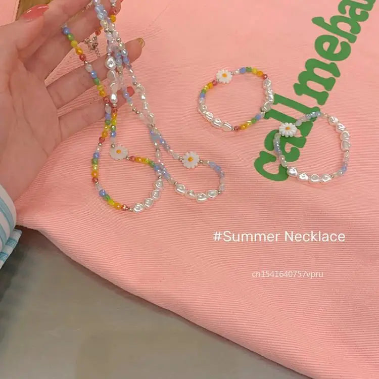 Multicolour Bead Choker Necklace Pendant Bead Decoration Bracelet Bohemia Summer Beach Beach Clavicle Chain Jewelry